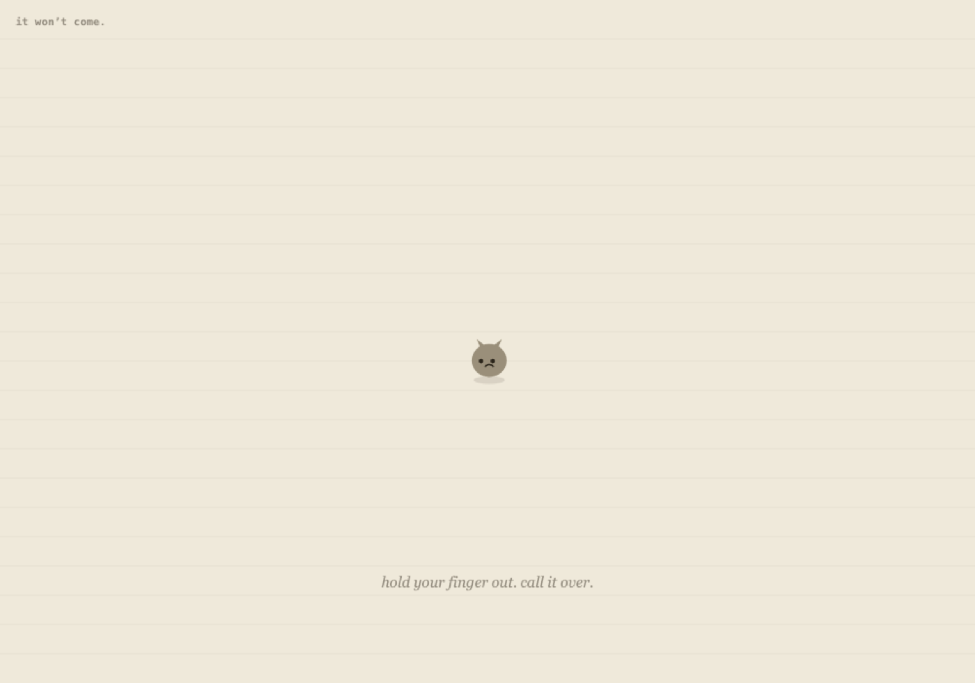 A Boneyard entry: an almost empty screen, one dot, one line of instruction.